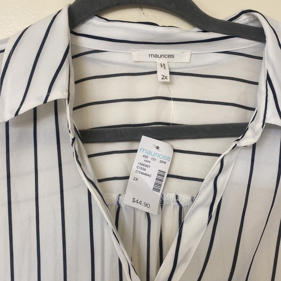 Maurice’s Black & white striped button up blouse - Picture 2 of 3